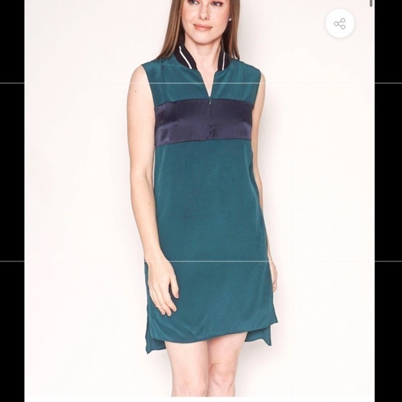 RAG & BONE Ribbed Neck Sleeveless Green Shift Dress Size L - Picture 1 of 16